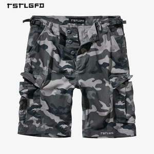 Shorts cargo camouflage pour hommes OEM ODM, grandes poches, respirants, boutons brodés, sergé de coton, mi-longs, vêtements tactiques - Product Image 4
