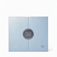   Boîte cadeau écologique bleu ciel à double porte avec logo personnalisé, emballage de capsules nutritionnelles de qualité supérieure, vitamines et protéines