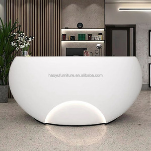 โต๊ะต้อนรับโค้งพร้อมไฟ LED สีขาวสำหรับล็อบบี้คลินิกทันตกรรม - Product Image 2