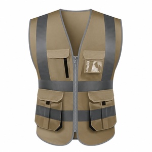 Gilet di Sicurezza Riflettente SMASYS Marrone Traspirante Multi-Tasca ad Alta Visibilità per Lavoratori Edili - Product Image 1