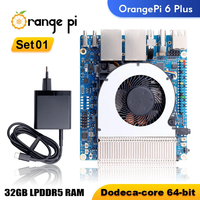Orange Pi 6 Plus 32 Go + Alimentation Type-C 20V5A Carte de développement CIX CD8180/CD8160 SoC 2x M.2 KEY-M 45 TOPS avec dissipateur thermique