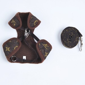 Ensemble harnais et laisse pour chien de luxe tendance, avec boucle à bouton, imperméable, design élégant, motif Teddy uni - Product Image 6