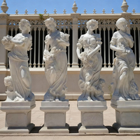 Statue de Dame Grandeur Nature en Marbre Blanc Poli, Design Européen, Personnalisable, Sculpture Quatre Saisons, Durable, Faite à la Main, pour Jardin et Villa