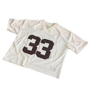 Camisetas OEM con cuello en V, de tejido grueso, estilo holgado, con estampado, de malla, personalizadas para fútbol, béisbol, baloncesto, camisetas de fútbol americano para hombre - Product Image 2