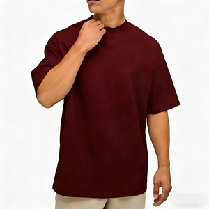 कस्टम डिजाइन पुरुषों के लिए टी-शर्ट लक्जरी गुणवत्ता अधिक खाली शर्ट थोक हेवीवेट कपास नकली गर्दन टी शर्ट पुरुषों के लिए - Product Image 6