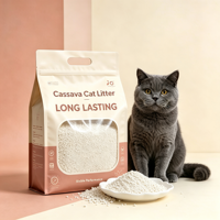 Litière pour chat à base de manioc, faible teneur en poussière, agglomération rapide, contrôle des odeurs, formule personnalisée, marque privée, parfumée ou non parfumée, articles pour animaux de compagnie