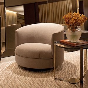 Luxuriöser Amerikanischer <span class=keywords><strong>Ricci</strong></span> Midcentury Gepolsterter Loungesessel mit Individuellen Leder- und Stoffoptionen, Drehbares Design für Wohnzimmer - Product Image 5