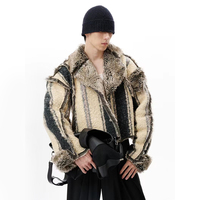DiZNEW-Veste en laine chaude pour homme, couleur assortie, fourrure, un positif et un négatif, deux agneaux