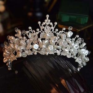 Sang Trọng Handmade Mạ Hợp Kim Vương Miện Baroque Chuỗi Ngọc Trai Wedding Phụ Kiện Tóc Cho Phụ Nữ Cho Ngày Kỷ Niệm Và Engagements - Product Image 2