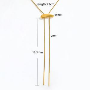 जूलिम गहने 18k सोने की प्लेटेड सुपर लंबी सांप श्रृंखला ब्लॉक पुल शैली टासेल नेकलेस स्टेनलेस स्टील गहने थोक - Product Image 5