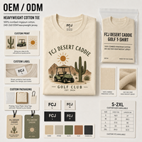 T-shirt de golf personnalisé pour homme en coton épais, imprimé Cactus Cart, manches courtes, décontracté, pour club