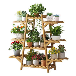 Étagère à fleurs multi-niveaux pour balcon, à poser au sol, pour plantes succulentes, plantes grimpantes, pot de fleurs, étagère en bambou pour intérieur - Product Image 5