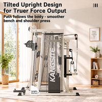 Station de musculation multifonction en acier au carbone, machine Smith, rack à squats, entraîneur à câbles croisés, pile de poids de 140 kg, entraînement de force