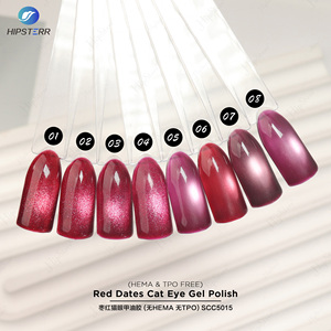Vernis Gel Effet Œil de Chat Rouge Sans HEMA ni TPO, Paillettes Rouges, Haute Réflexion, Marque Privée - Product Image 4