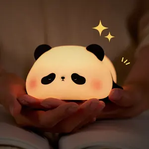 Silikon Panda Lampe 1200mah Sensitive Tap Control Warmweiß Atem licht Tragbare LED USB Wiederauf lad bares Nachtlicht