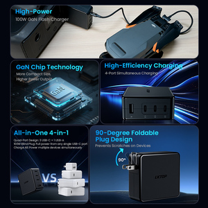 Cargador Rápido LKTOP 100W 4 en 1 GaN con 4 Puertos USB-C, Enchufe Plegable, Control Inteligente de Temperatura, Certificación QC4.0+ 3C/FCC para <span class=keywords><strong>Mavic</strong></span> 3/4 Pro/Air - Product Image 2