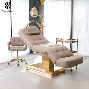 Nuevo estilo, muebles de salón de oro modernos de lujo, cama de masaje de belleza Facial eléctrica de 4 motores, silla de mesa cosmética, cama de pestañas de Spa Facial - Product Image 3