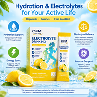 Bubuk Elektrolit untuk Wanita dan Pria, Mendukung Hidrasi, Keseimbangan Elektrolit, Energi Tahan Lama, Rasa Lemon, 30 Sachet, OEM HALAL