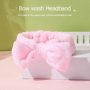 2 in 1 Standing Microfiber Bowtie Women's Beauty <b>Headbands</b> and Facial Cleansing Brush Set with Deep Pore Cleansing - Product Image 4