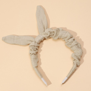 Diademas con lazo suave de Color sólido a la moda europea, diadema con orejas de conejo de dibujos animados, accesorios bonitos para el cabello para niña pequeña - Product Image 6