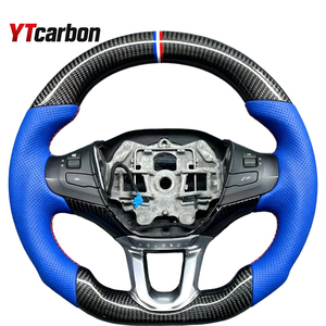 Volant en fibre de carbone bleue de haute qualité YTcarbon avec affichage LED, modifié pour Peugeot <span class=keywords><strong>208</strong></span> 2012-2019A, pièces automobiles modifiées - Product Image 2
