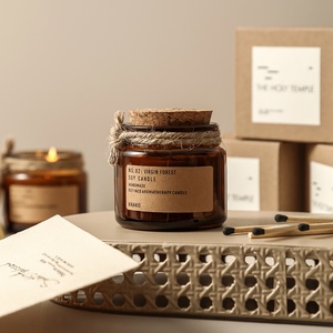 Bougies parfumées de luxe <span class=keywords><strong>en</strong></span> pot de verre, marque privée, coffret cadeau d'aromathérapie 60g, parfum oriental <span class=keywords><strong>bois</strong></span>é pour cadeaux d'entreprise - Product Image 1