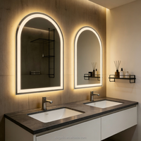 Kingstin cermin rias kamar mandi LED tanpa bingkai, cermin kamar mandi dapat diredupkan, antikabut, Bluetooth & Sensor gerakan