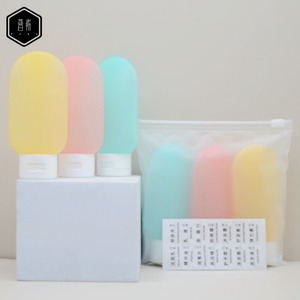 Travel Size Cosmetic Bottles 60ml Flocked Pe Material Flip Cap Reusable Toiletries Kit For Shampoo <b>Shower</b> Gel Skincare - Product Image 4