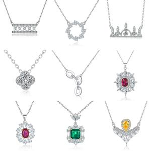Collares con Colgantes de Lujo de Plata de Ley 925 con Circonita Cúbica y Baño de Rodio, Certificados, para Compromiso, Boda y Fiestas - Product Image 1
