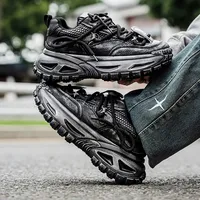 Zapatos deportivos casuales retro de moda para hombre, con cordones, plataforma alta, para invierno.