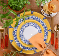 Classique Jaune Bleu Bouquet Fine Bone China Porcelaine Assiette Ensemble Réutilisable Caractéristique Économique Valeur-pour-Argent Vaisselle