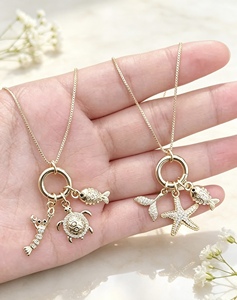 Sea Animal Pendant Necklace 18K Gold Plated Micro Insert Inlay Exquisite <b>Chain</b> Jewelry Pendant Necklace - Product Image 2