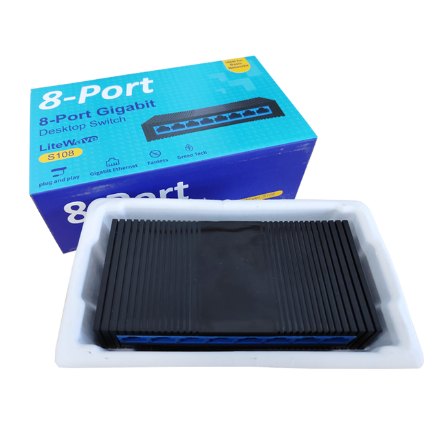 TP-LINK 8-Port Gigabit WiFi Network Switch S108 1-Year FTTH ONU Fiber Optic Equipment Deskpot