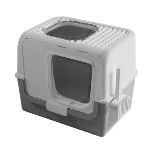 Caja de arena para gatos extra grande con tapa abatible y pala, para gatos adultos, diseño cerrado, a prueba de olores, rectangular, material PP - Product Image 3