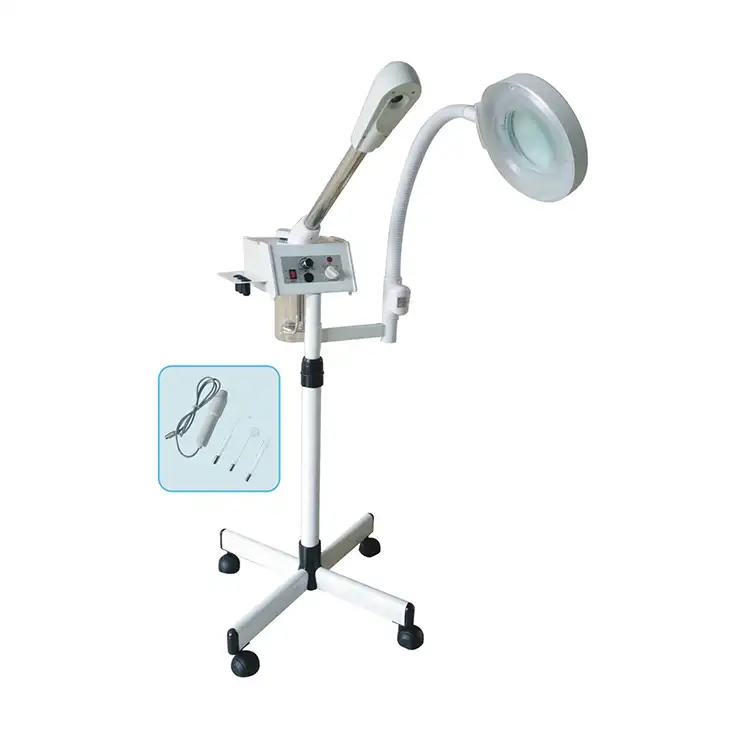 Professional 3 In 1 Beauty Facial Steamer With Led Magnifying Lamp And High-frequenz