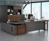 Escritorio Ejecutivo de Madera Estilo Simple, Mesa Individual para Líder de Empresa, Muebles para Oficina