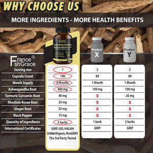 Poudre de racine d'ashwagandha biologique, extrait de poivre noir, complément alimentaire pour le soutien de l'humeur et la réduction du stress, 180 capsules végétales d'ashwagandha - Product Image 6