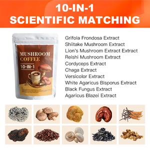 AMULYN 60 porciones 10 en 1 Super Mushroom Coffee Powder Bitter Taste Paquete OEM Café negro saludable con champiñones - Product Image 2