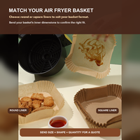 Papiers de cuisson ronds pour friteuse à air, 60 pièces en boîtes transparentes, plateaux en papier brun jetables pour la vente en gros et l'emballage personnalisé