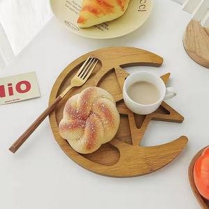 Wooden Star Moon Shaped Bread Cup <b>Mat</b> Insulation Placemat <b>Plate</b> Solid Wood Home Desktop Coaster - Product Image 1