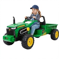 Tracteur électrique 24V à 4 roues pour enfants avec remorque, chargeur, lumières de travail et musique MP3