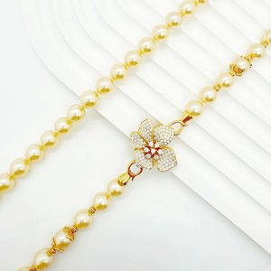 DSCJ Jewelry Factory TRENDY Custom <span class=keywords><strong>925</strong></span> Collar de flores de plata esterlina TRENDY Yellow Seashell Collar de perlas para mujeres - Product Image 5