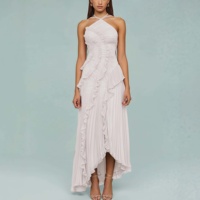 Robe d'été tendance 8092 pour femme, sans manches, en mousseline, longue, sexy, élégante, pour soirée, avec volants
