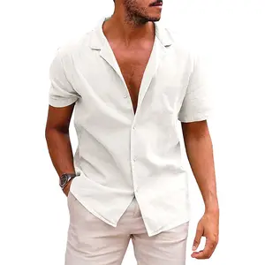 New Hot Sale OEM High Quality Custom Designer Fashion Big Size Casual Linen Shirt for Men men's t-shirts