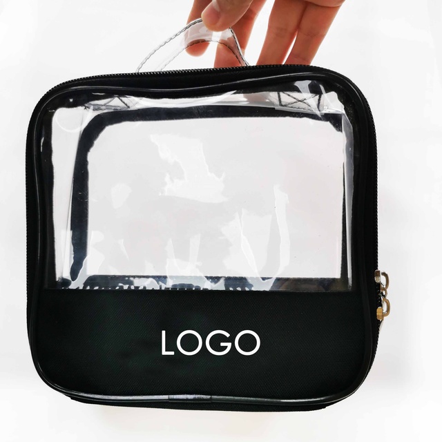 PVC Travel Toiletry Bags Pouches Clear Waterproof Makeup Bags With Handle