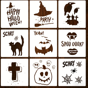 GF Halloween <span class=keywords><strong>Citrouille</strong></span> Expression Visage Fenêtre Décoration Pochoir Cadeau Enfant Peinture Murale Creuse Plastique Scrapbook Peinture - Product Image 3