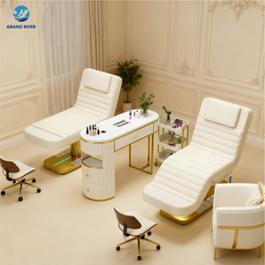Meja Pijat Terapi Medis Spa Kecantikan Elektrik Emas Putih Mewah untuk Perawatan Salon Kecantikan, Ekstensi Bulu Mata, dan Kosmetik - Product Image 2