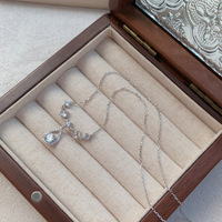 Collier élégant en argent sterling 999, bijoux fins minimalistes, forme de larme, zircon, pour les anniversaires et les mariages