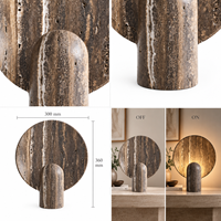 Lampe de table en travertin jaune, base ronde sculpturale en pierre, lumière G9 pour salon, chambre, entrée, décoration moderne pour la maison