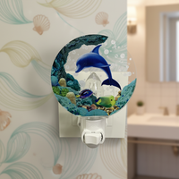 Veilleuse acrylique à thème océanique GL-HT Dolphin, ampoule à incandescence à brancher, blanc froid, petite, avec interrupteur marche/arrêt, pour chambre, salle de bain, couloir